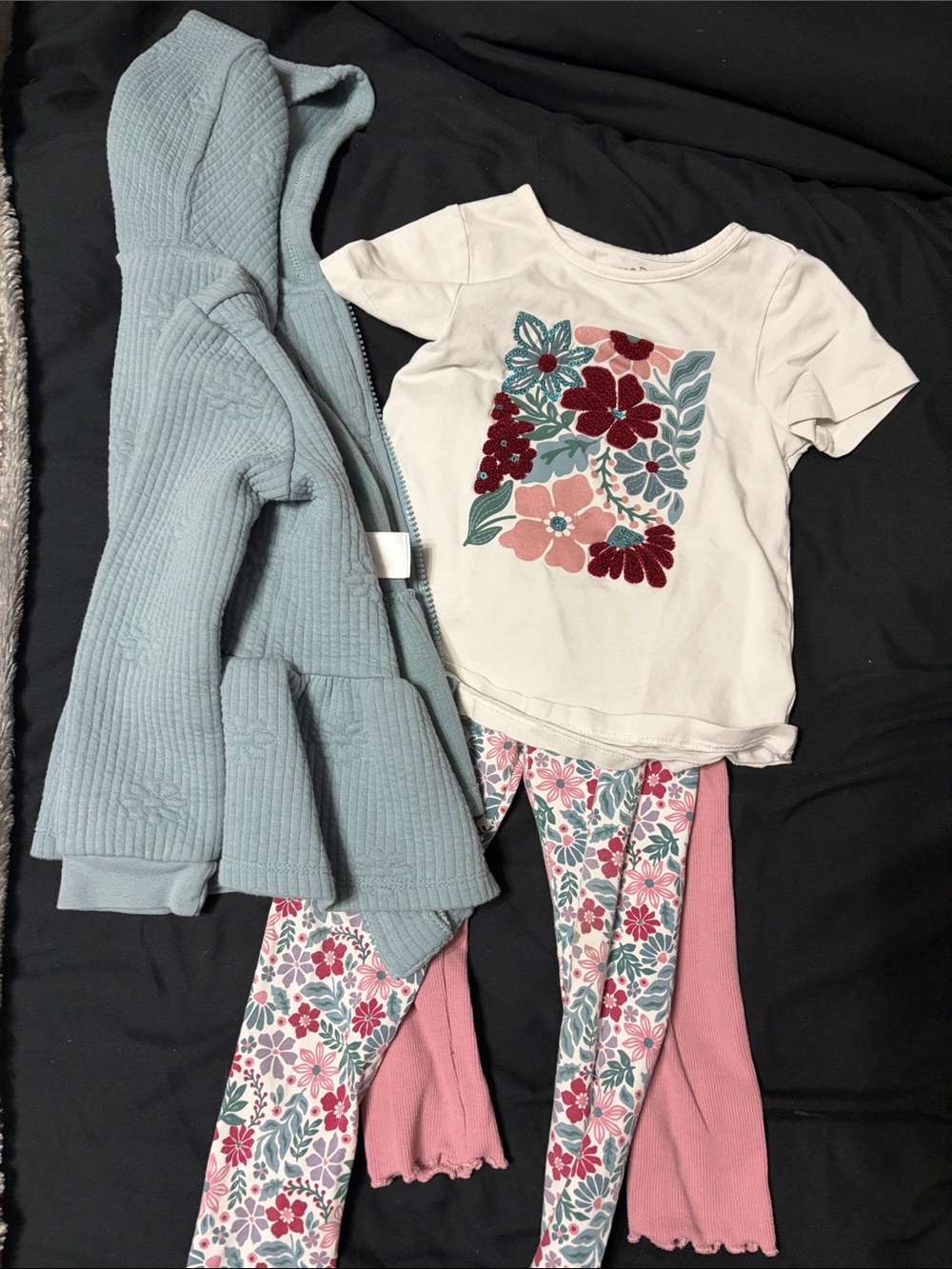 Tahiri Girls Floral Tee & Cozy Hooded Cardigan Set - 2t —-4 piece set